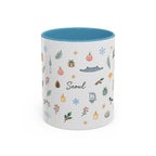 Seoul Christmas Mug | Watercolor Travel Souvenir | Holiday Gift | Accent Ceramic Coffee Cup 11oz 15oz