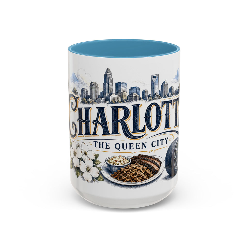 Charlotte Coffee Mug | United States Travel Souvenir | Vintage Illustrated City Gift | 11 oz 15 oz Accent Mug