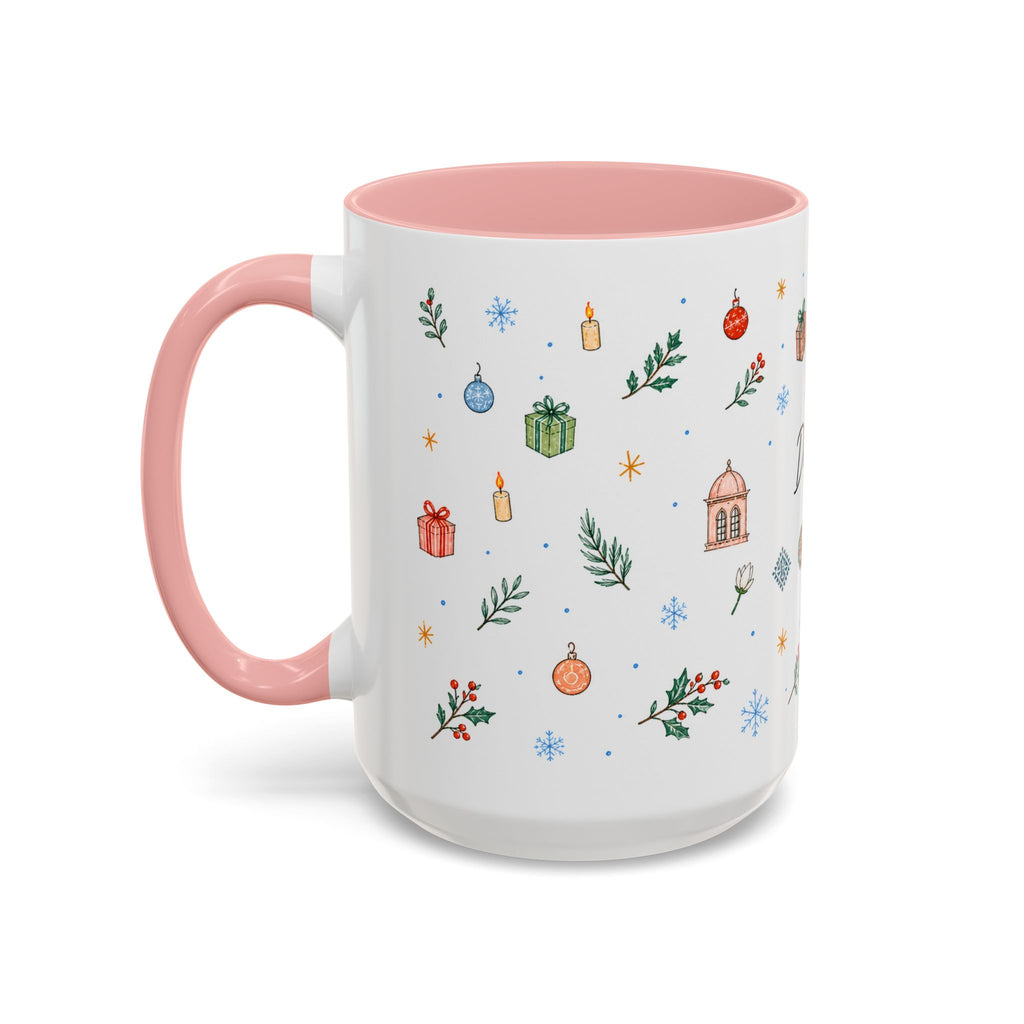 Dhaka Christmas Mug | Watercolor Travel Souvenir | Holiday Gift | Accent Ceramic Coffee Cup 11oz 15oz
