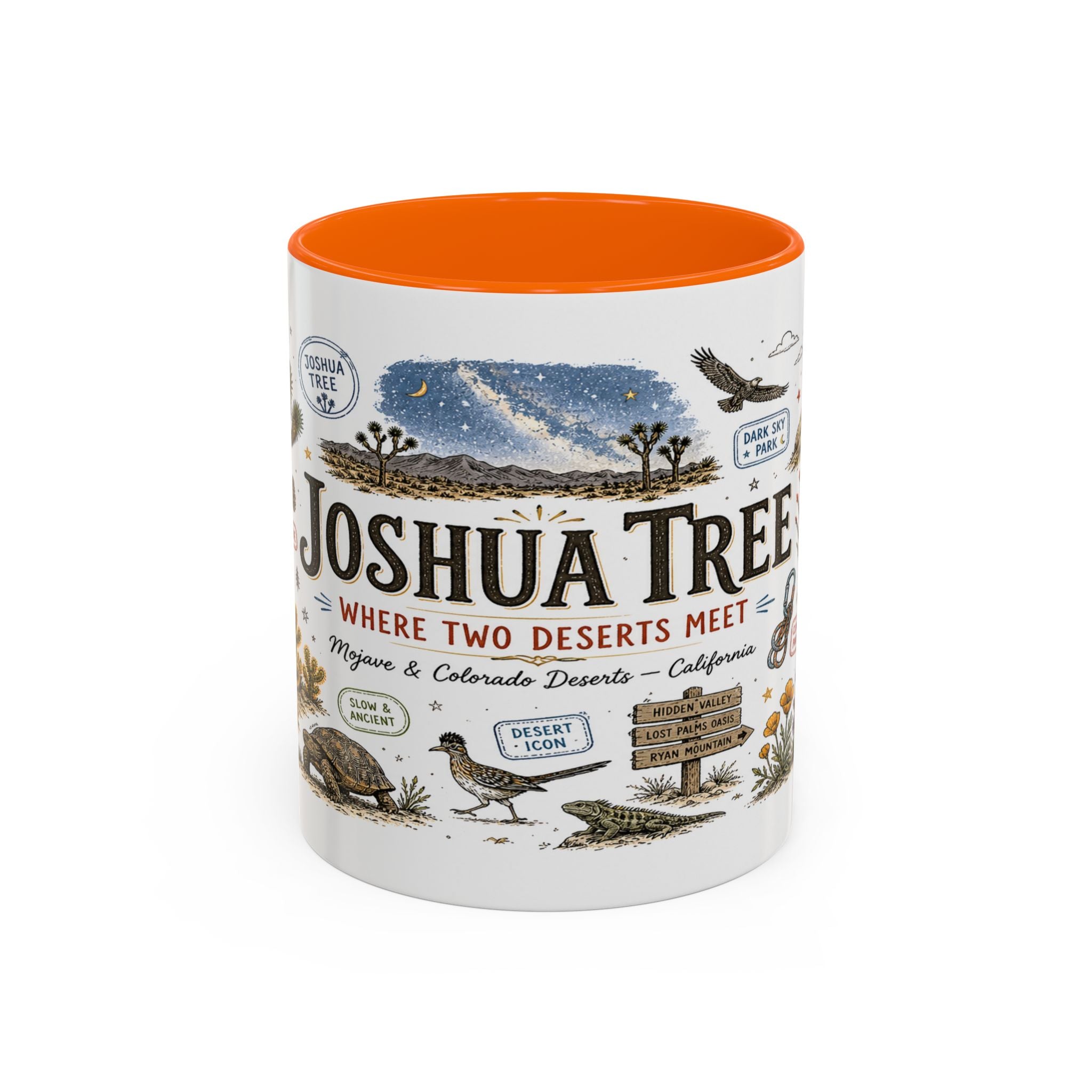 Joshua Tree Coffee Mug | National Park Desert Camping Gift | Accent Color Ceramic 11oz 15oz