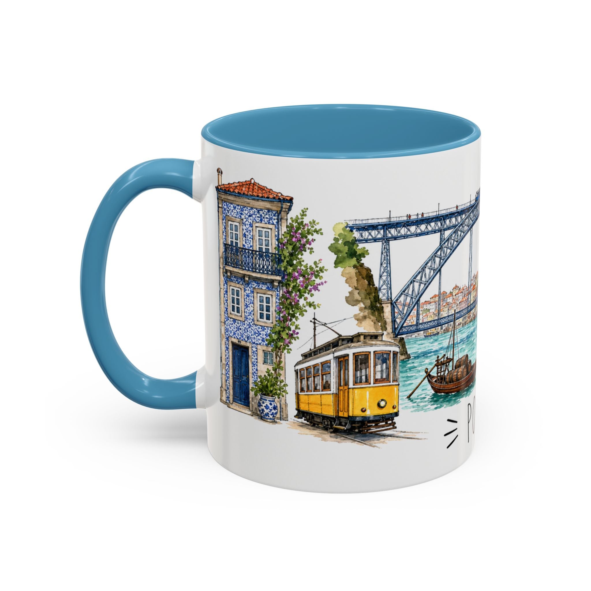 Porto Illustrated Travel Mug | City Souvenir Accent Coffee Mug | 11oz 15oz Ceramic Cup