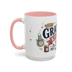 Grandma's Kitchen Hugs Coffee Mug | Gift From Grandkids | Accent Color Ceramic 11oz 15oz