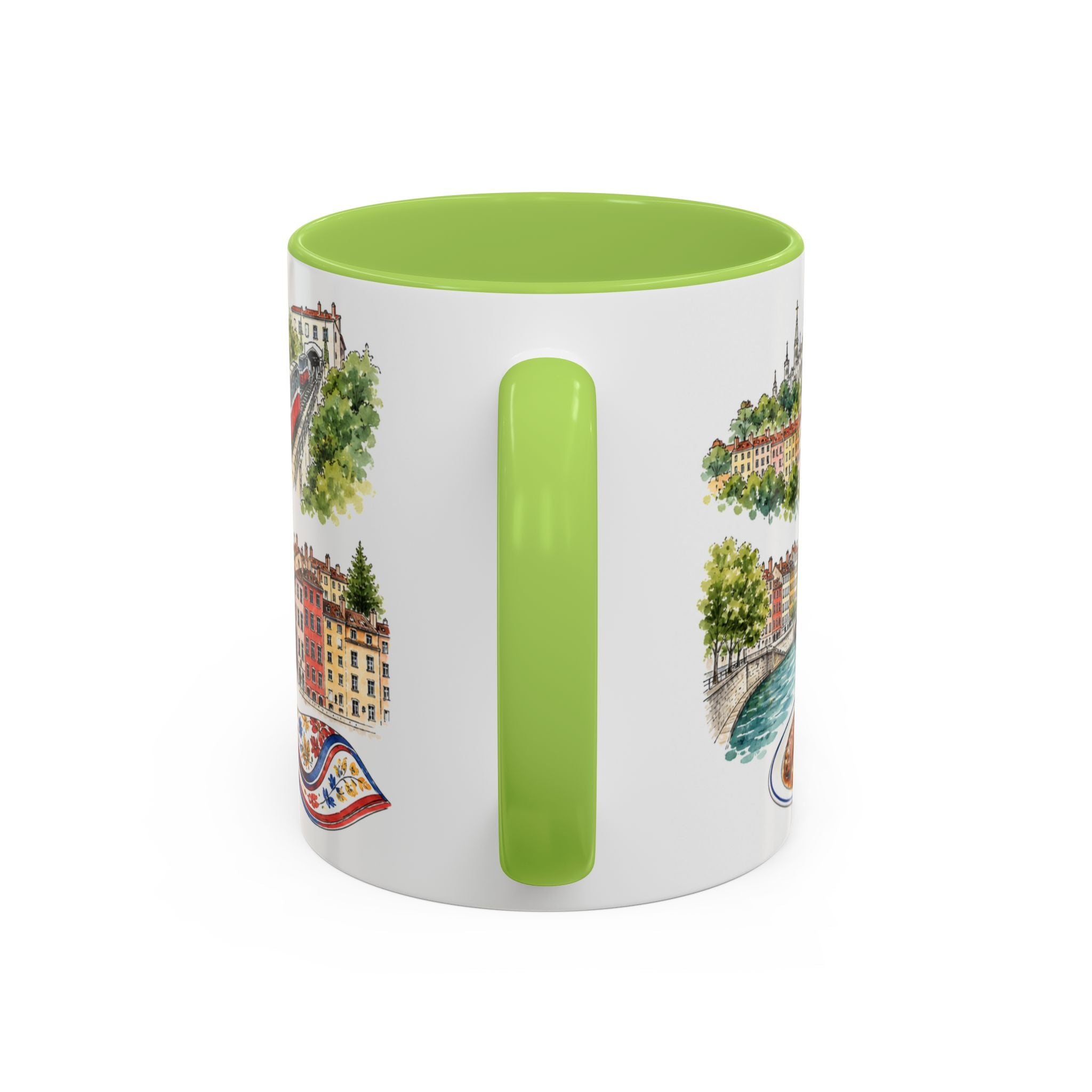Lyon Illustrated Travel Mug | City Souvenir Accent Coffee Mug | 11oz 15oz Ceramic Cup