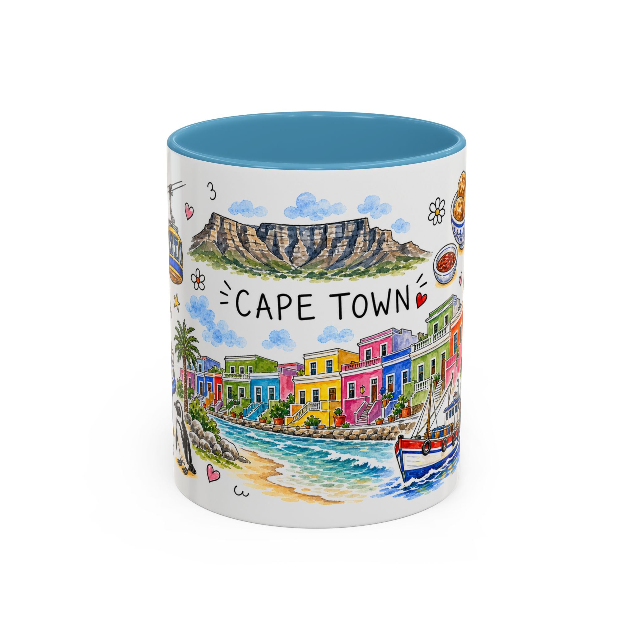 Cape Town Illustrated Travel Mug | City Souvenir Accent Coffee Mug | 11oz 15oz Ceramic Cup