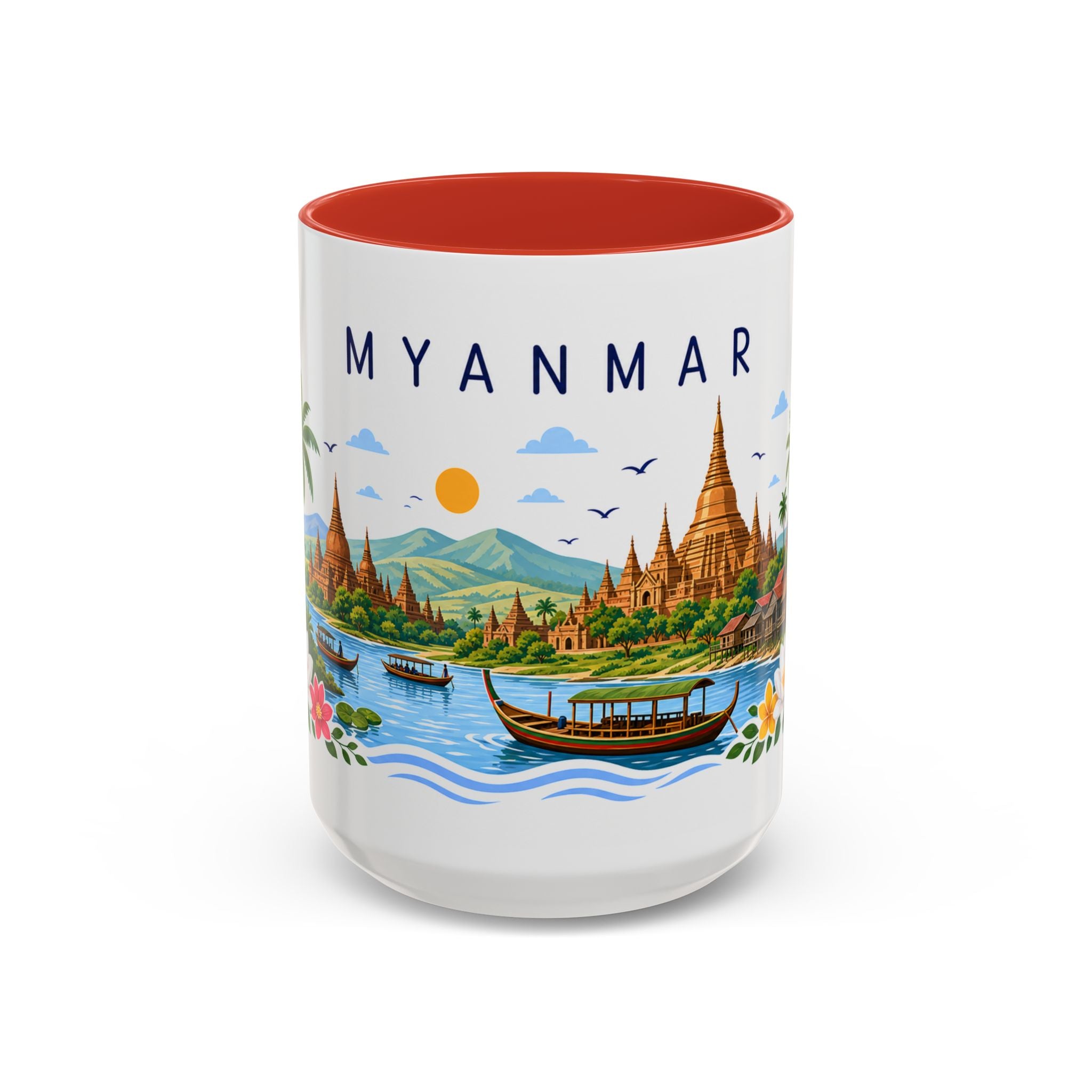 Myanmar Coffee Mug | Travel Souvenir Accent Mug | Place Gift Ceramic Cup 11oz 15oz