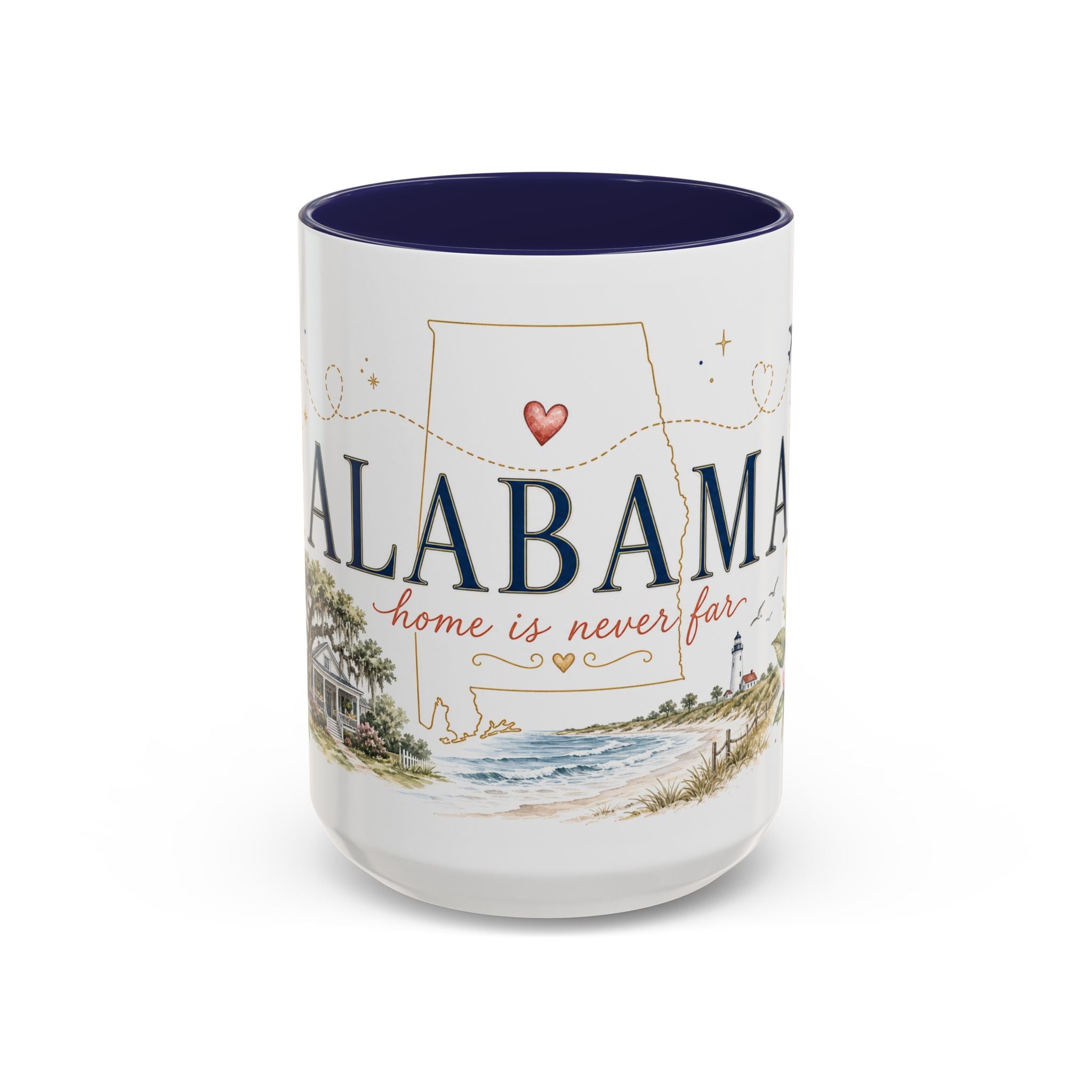 Alabama State Map Mug | Coastal Scenery, Botanical Accents, Homesick Gift