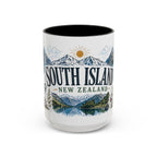 New Zealand South Island Coffee Mug | Travel Destination Souvenir Gift | Accent Color Ceramic 11oz 15oz