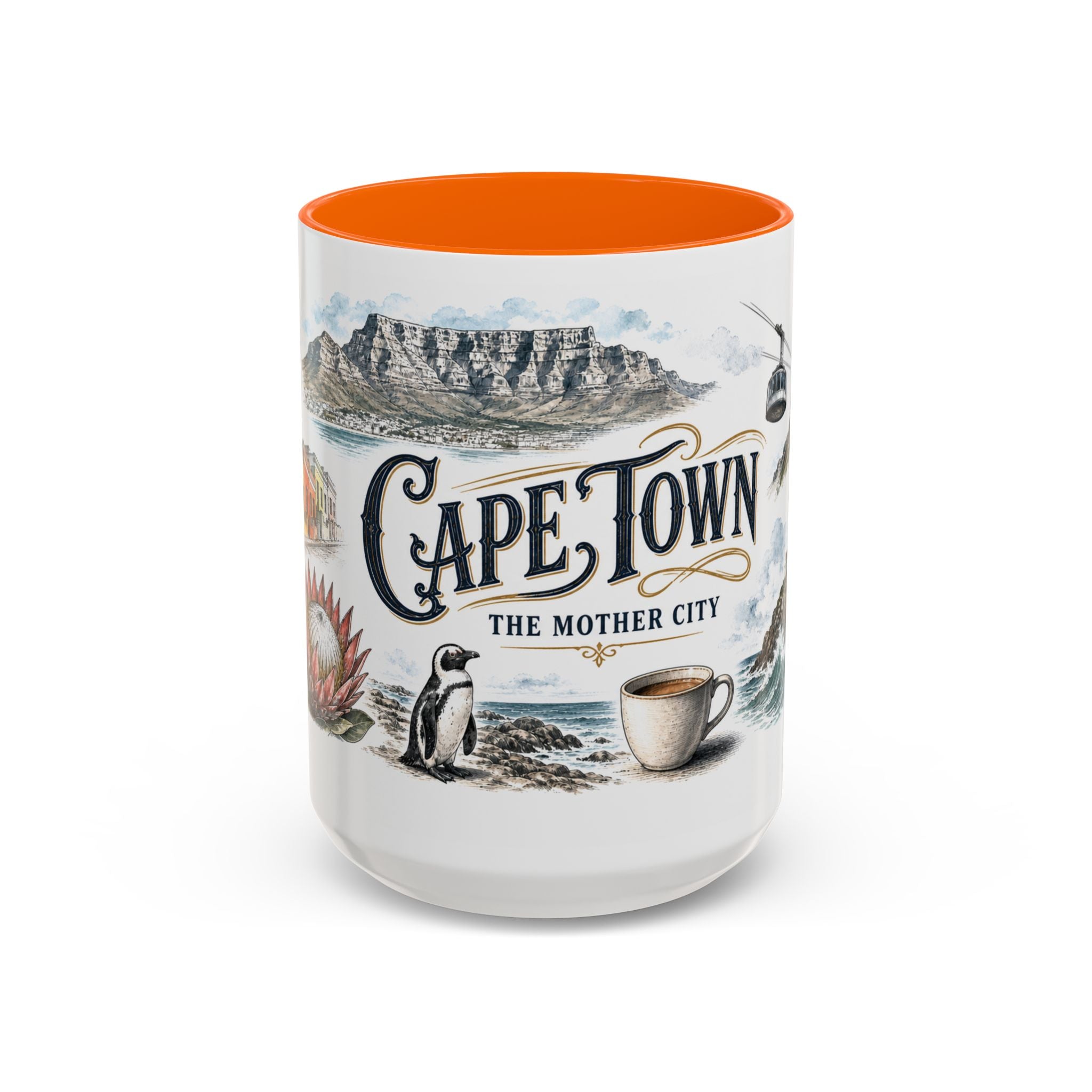 Cape Town Coffee Mug | South Africa Travel Souvenir | Vintage Illustrated City Gift | 11 oz 15 oz Accent Mug