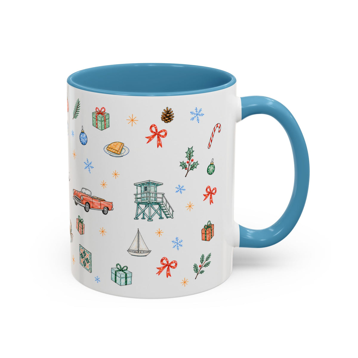 Miami Christmas Mug | Watercolor Art Deco City Souvenir (11oz/15oz)