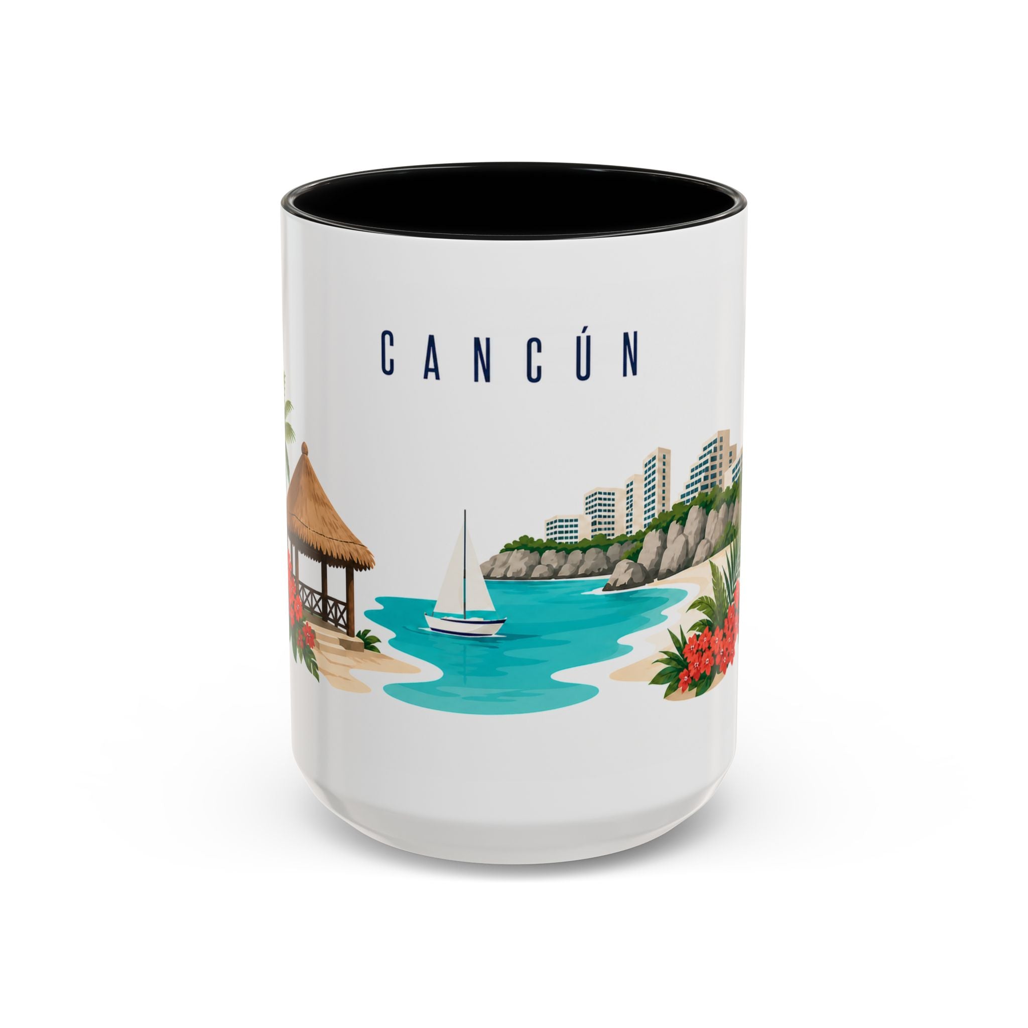Cancún Coffee Mug | Mexico Travel Souvenir | Porcelain Decal City Gift | 11oz 15oz Accent Mug