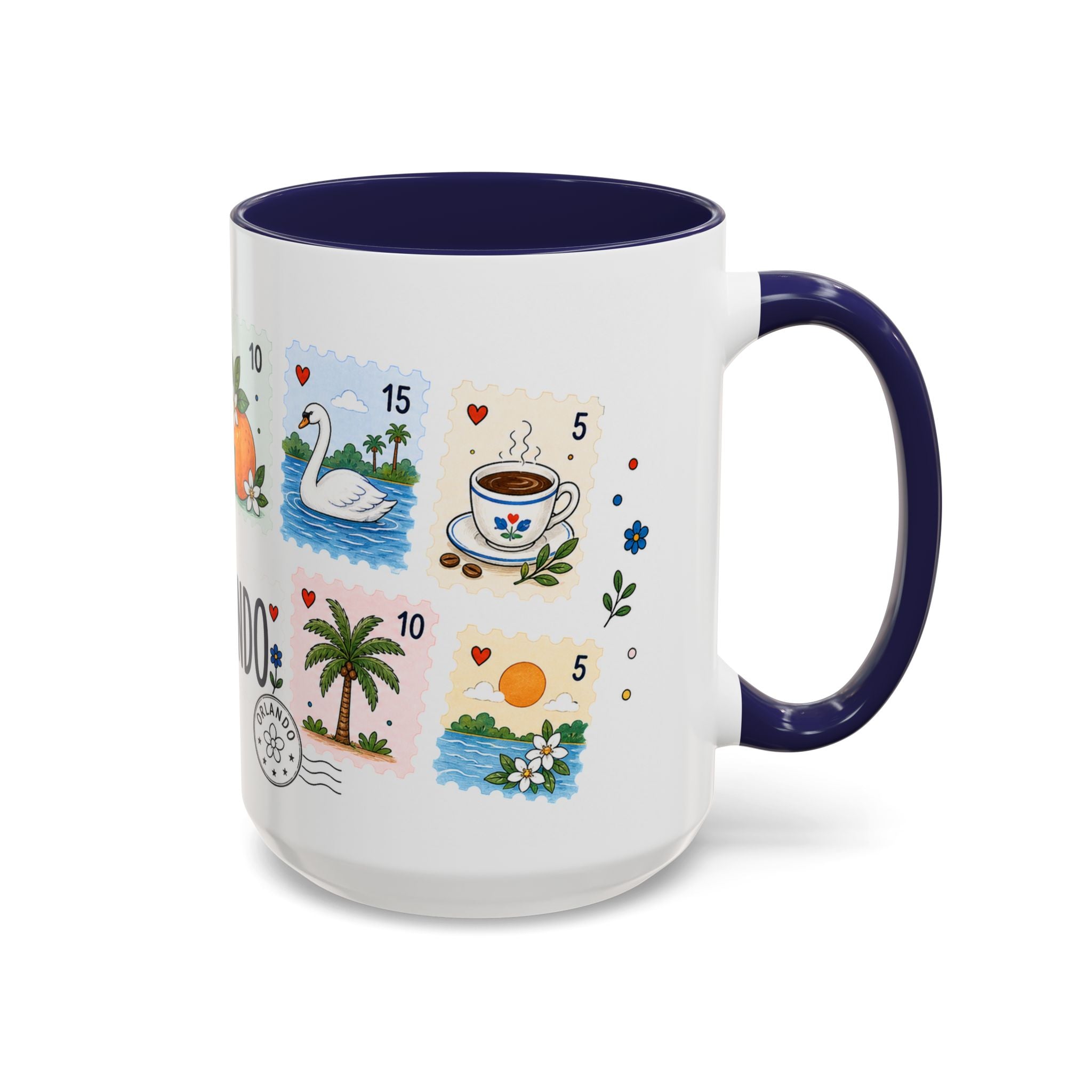 Orlando Coffee Mug | Postage Stamp Collage Mug | Travel Souvenir Accent Cup 11oz 15oz