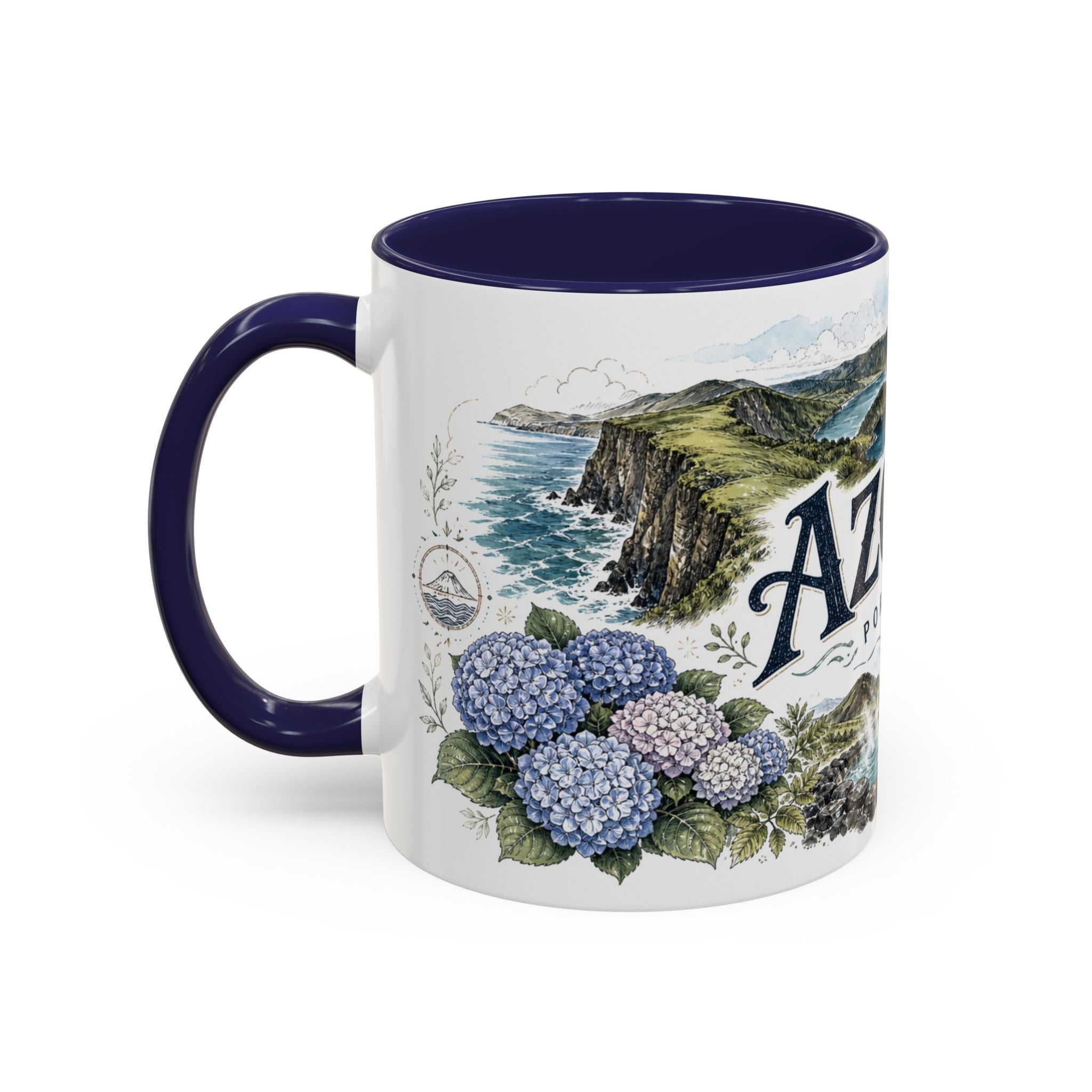 Azores Mug, Portugal Travel Souvenir, Bucket List Gift, Accent Ceramic Coffee Mug 11oz 15oz