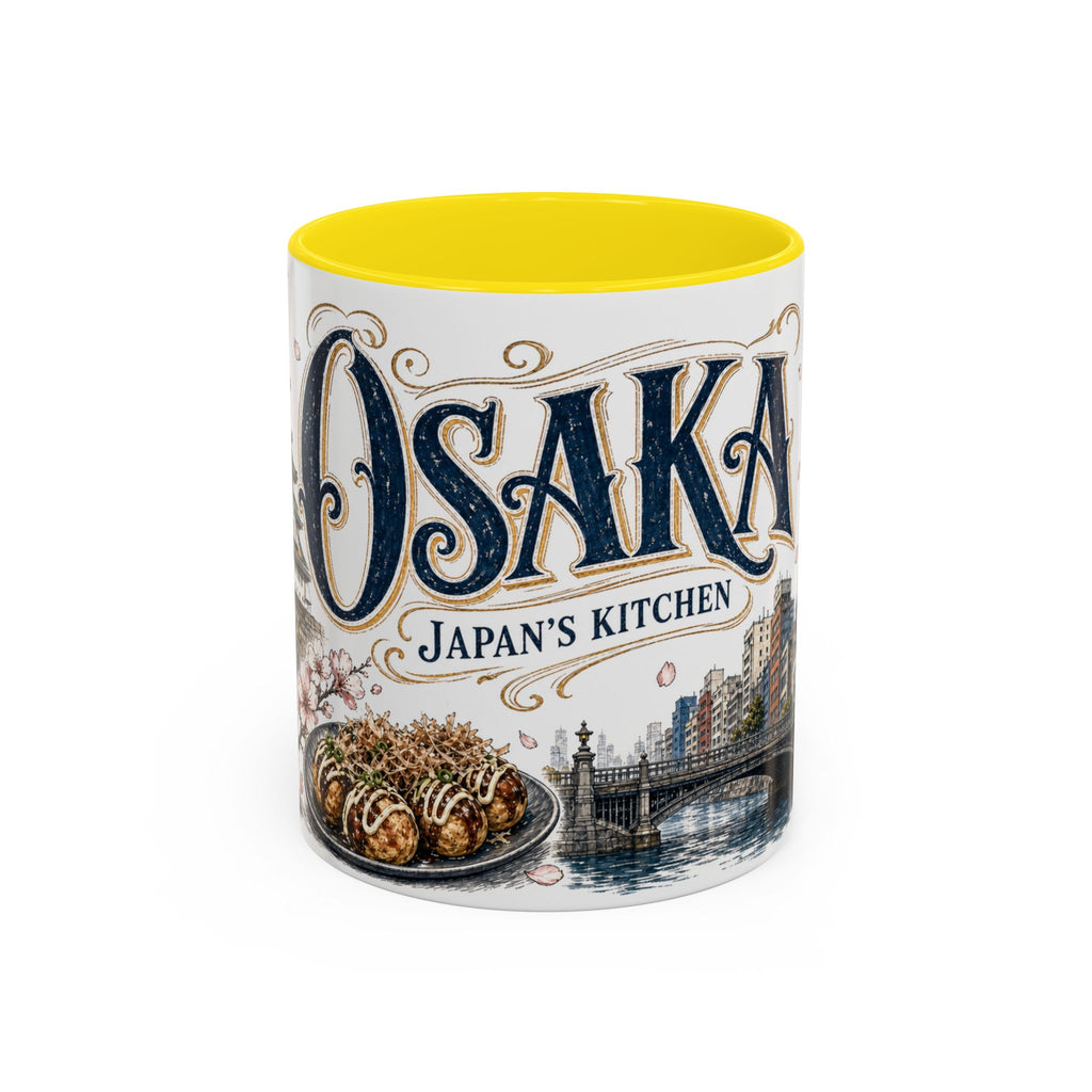 Osaka Coffee Mug | Japan Travel Souvenir | Vintage Illustrated City Gift | 11 oz 15 oz Accent Mug
