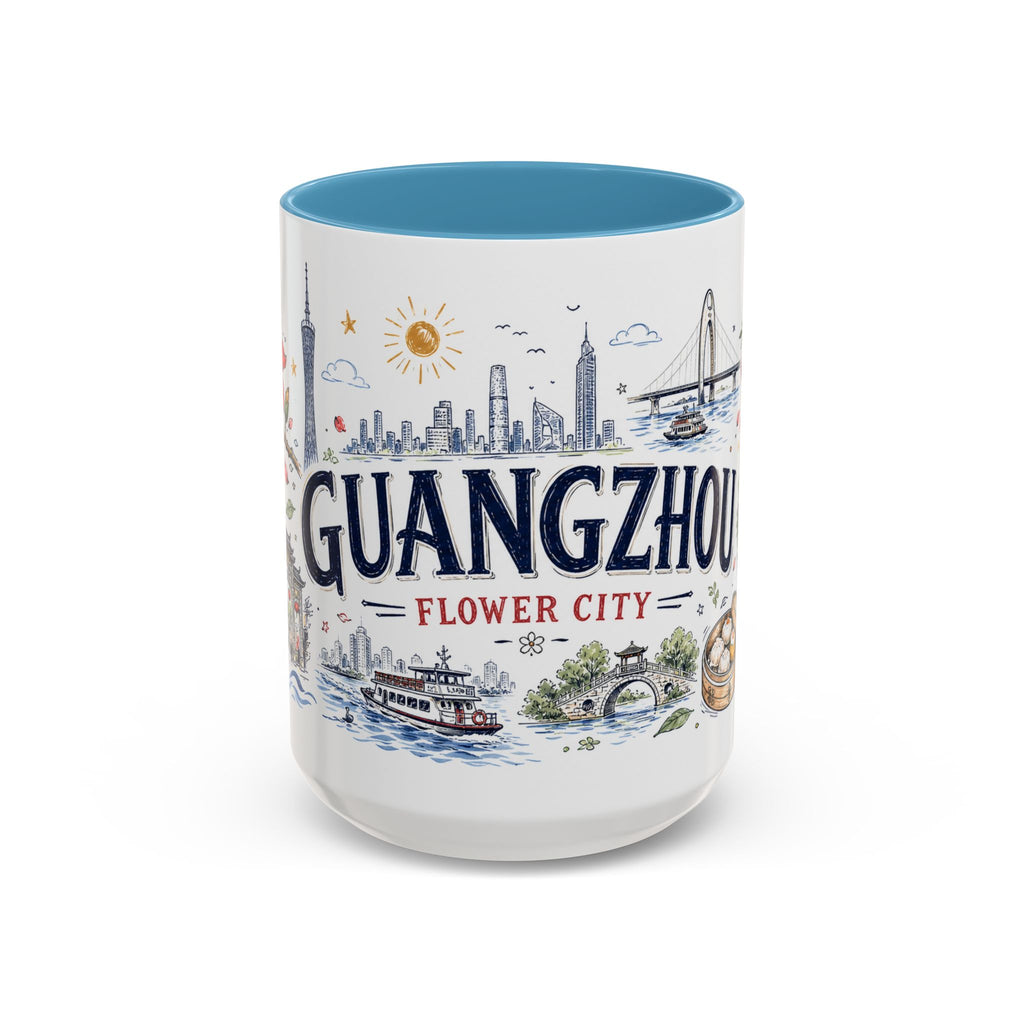 Guangzhou Coffee Mug | China Souvenir Travel Gift | Accent Color Ceramic 11oz 15oz