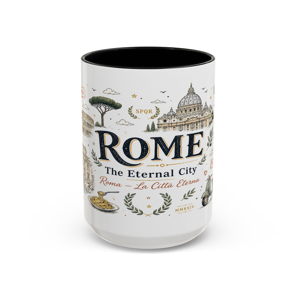 Rome Coffee Mug | Italy Souvenir Travel Gift | Accent Color Ceramic 11oz 15oz