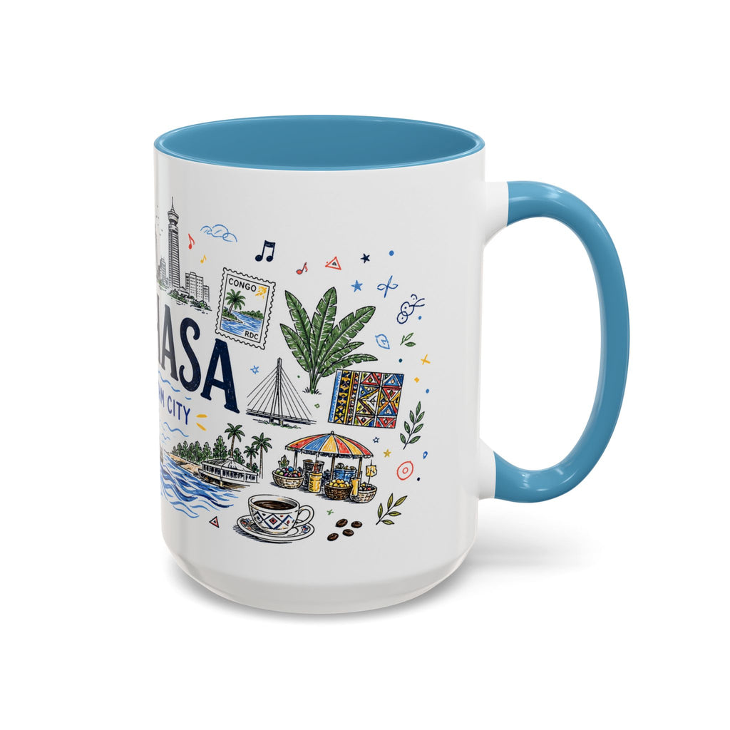 Kinshasa Coffee Mug | DR Congo Souvenir Travel Gift | Accent Color Ceramic 11oz 15oz