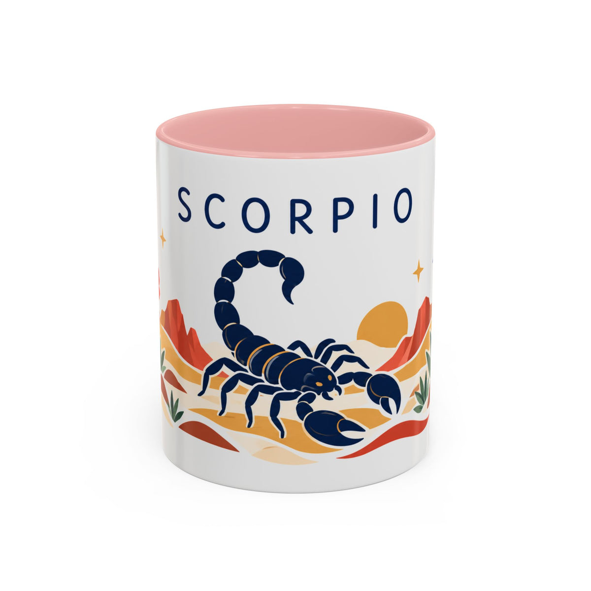 Scorpio Zodiac Coffee Mug | Scorpion and Desert Design | Astrology Birthday Gift | 11 oz 15 oz Ceramic Accent Mug