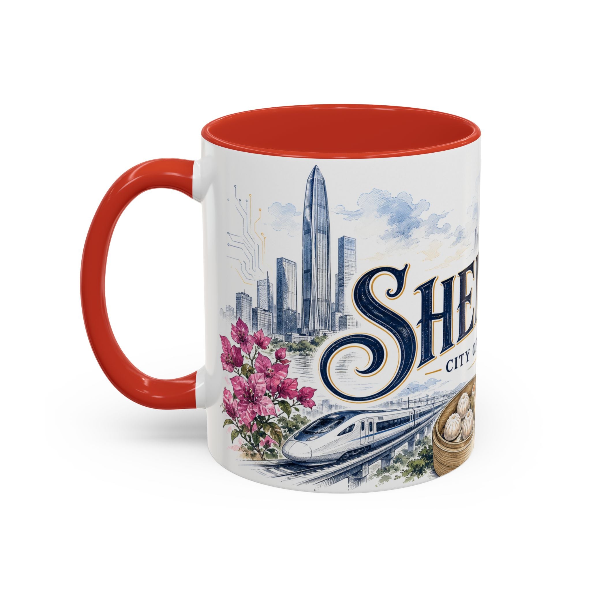 Shenzhen Coffee Mug | China Travel Souvenir | Vintage Illustrated City Gift | 11 oz 15 oz Accent Mug