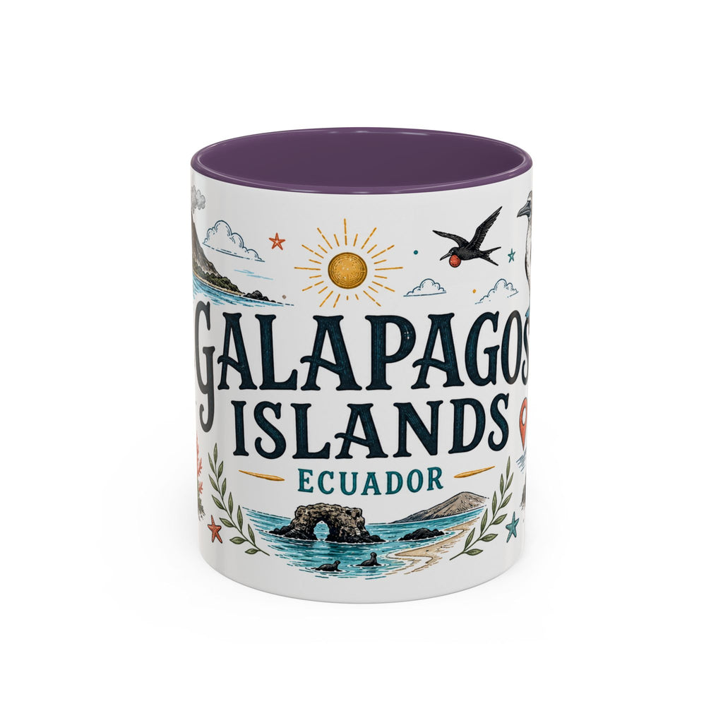Galapagos Islands Coffee Mug | Travel Destination Souvenir Gift | Accent Color Ceramic 11oz 15oz