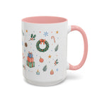 Christmas Mug | Watercolor Tree Gifts Wreath Holiday Cup | Accent Coffee Mug 11oz 15oz