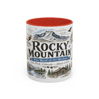 Rocky Mountain Coffee Mug | National Park Hiking Camping Gift | Accent Color Ceramic 11oz 15oz