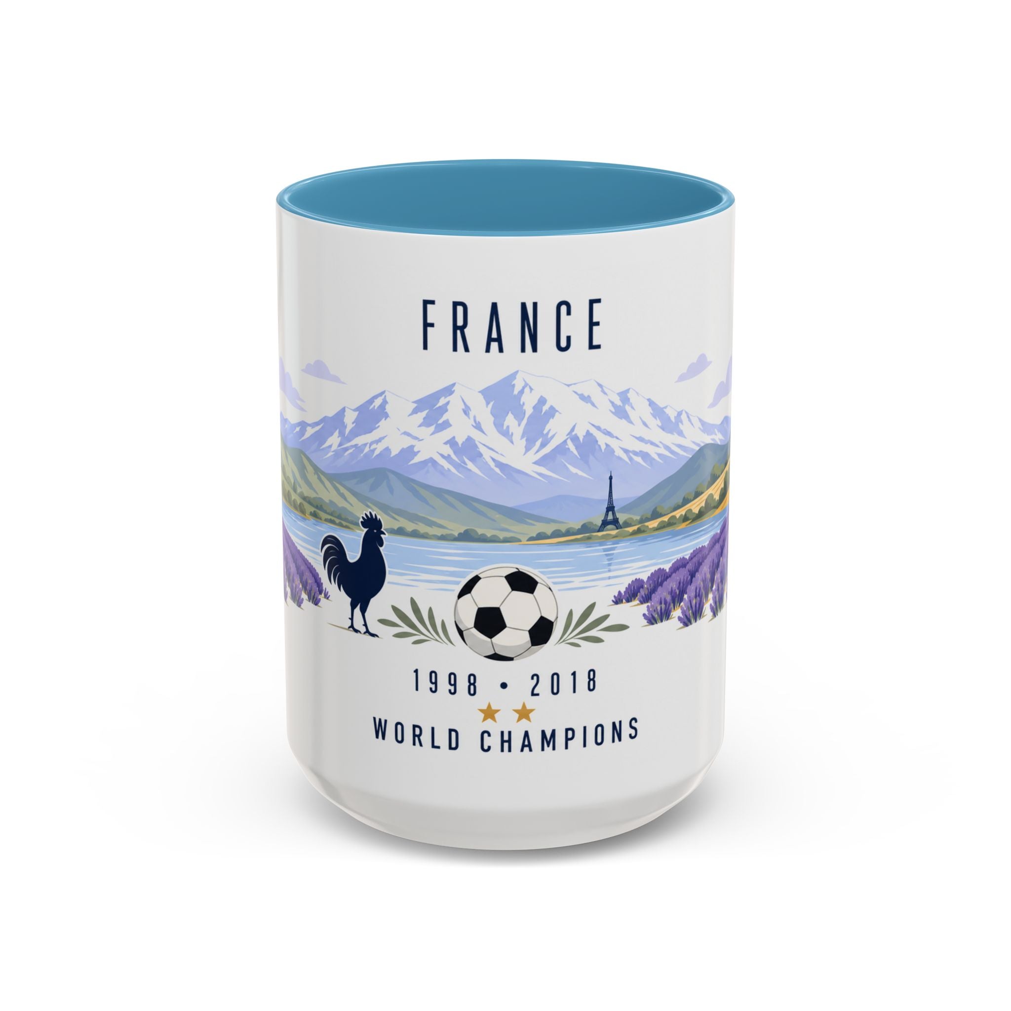 France World Champions Mug | Two Time Soccer Champion Gift | French Football Fan Cup | 1998 2018 | 11oz 15oz Accent Mug