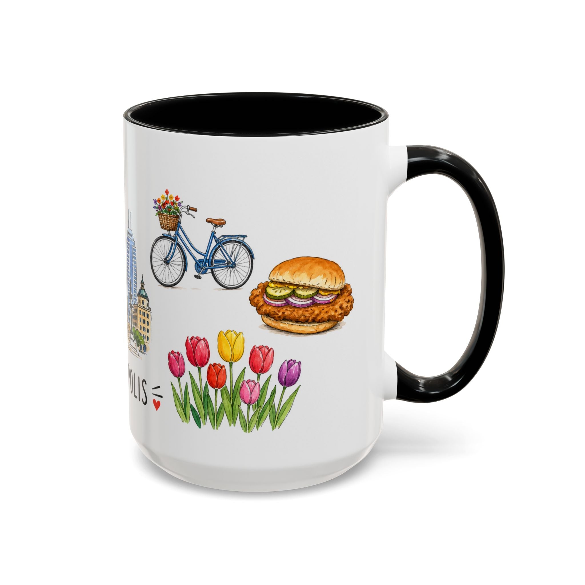 Indianapolis Illustrated Travel Mug | City Souvenir Accent Coffee Mug | 11oz 15oz Ceramic Cup