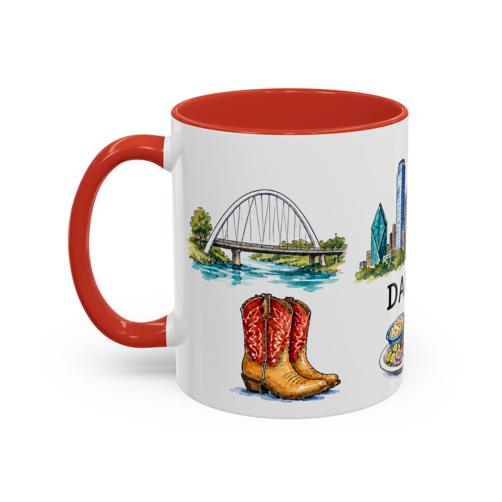 Dallas Illustrated Travel Mug | City Souvenir Accent Coffee Mug | 11oz 15oz Ceramic Cup