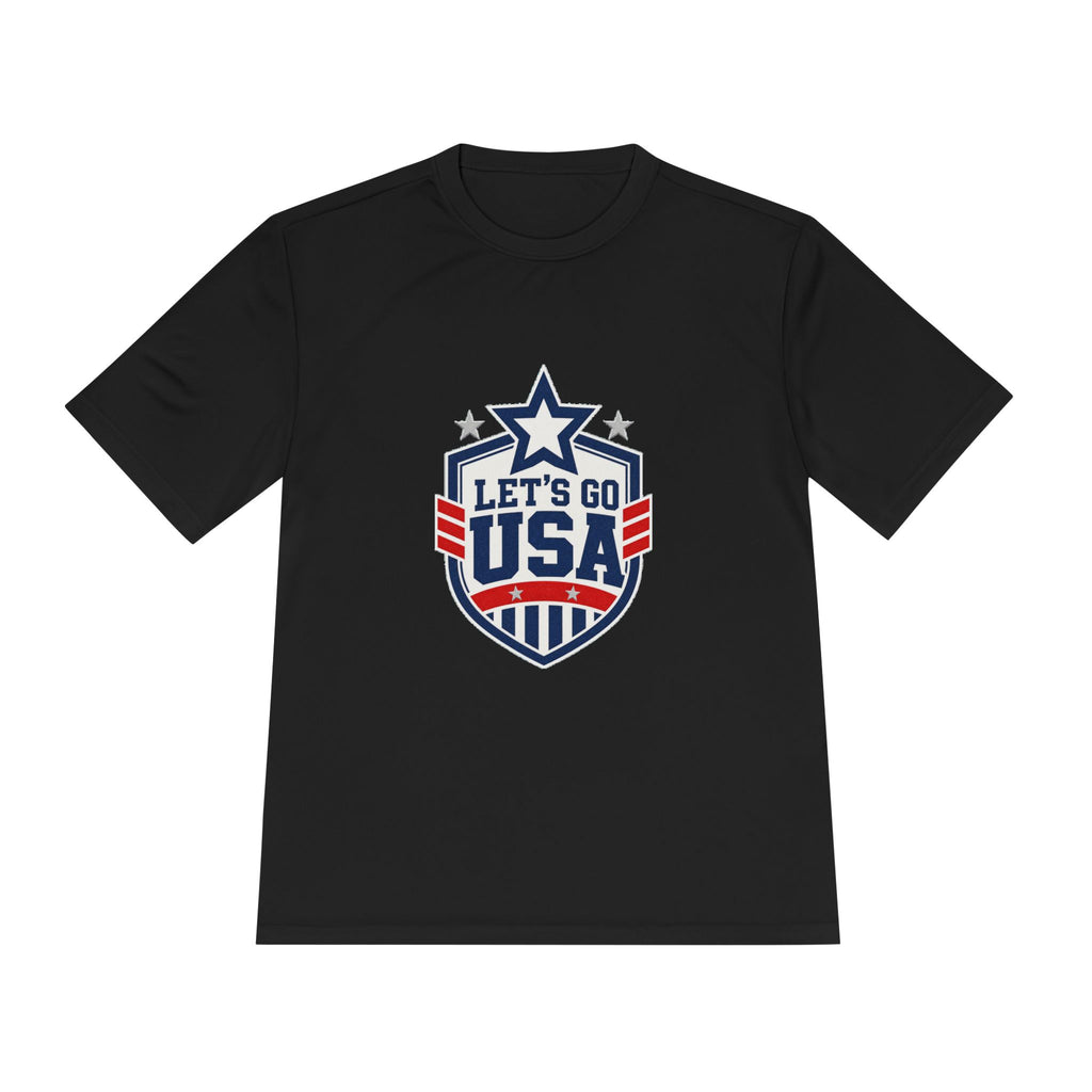 United States Soccer T Shirt, Let's Go USA Fan Tee, Moisture Wicking Sport Shirt