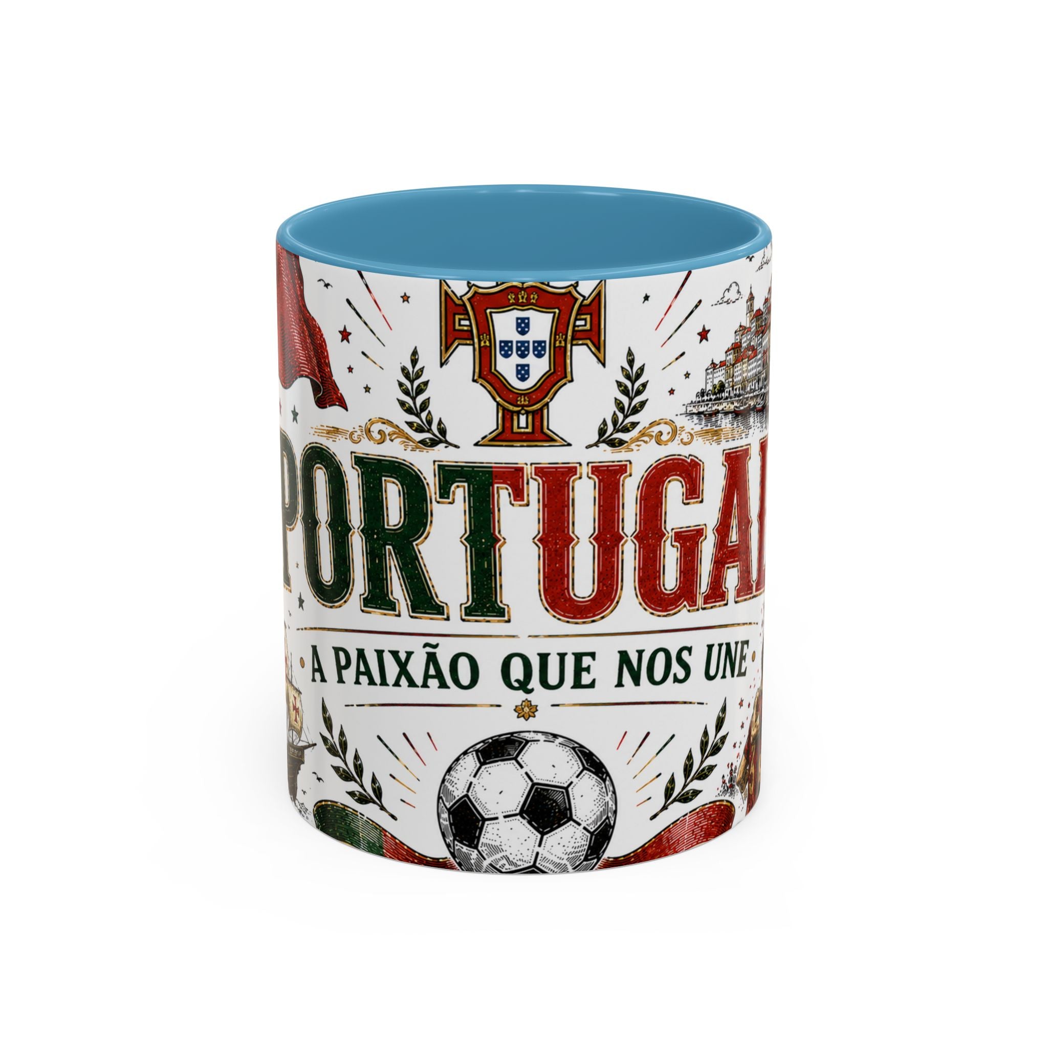 Portugal Soccer Coffee Mug | World Cup Fan Gift | Accent Color Ceramic 11oz 15oz Match Day Cup