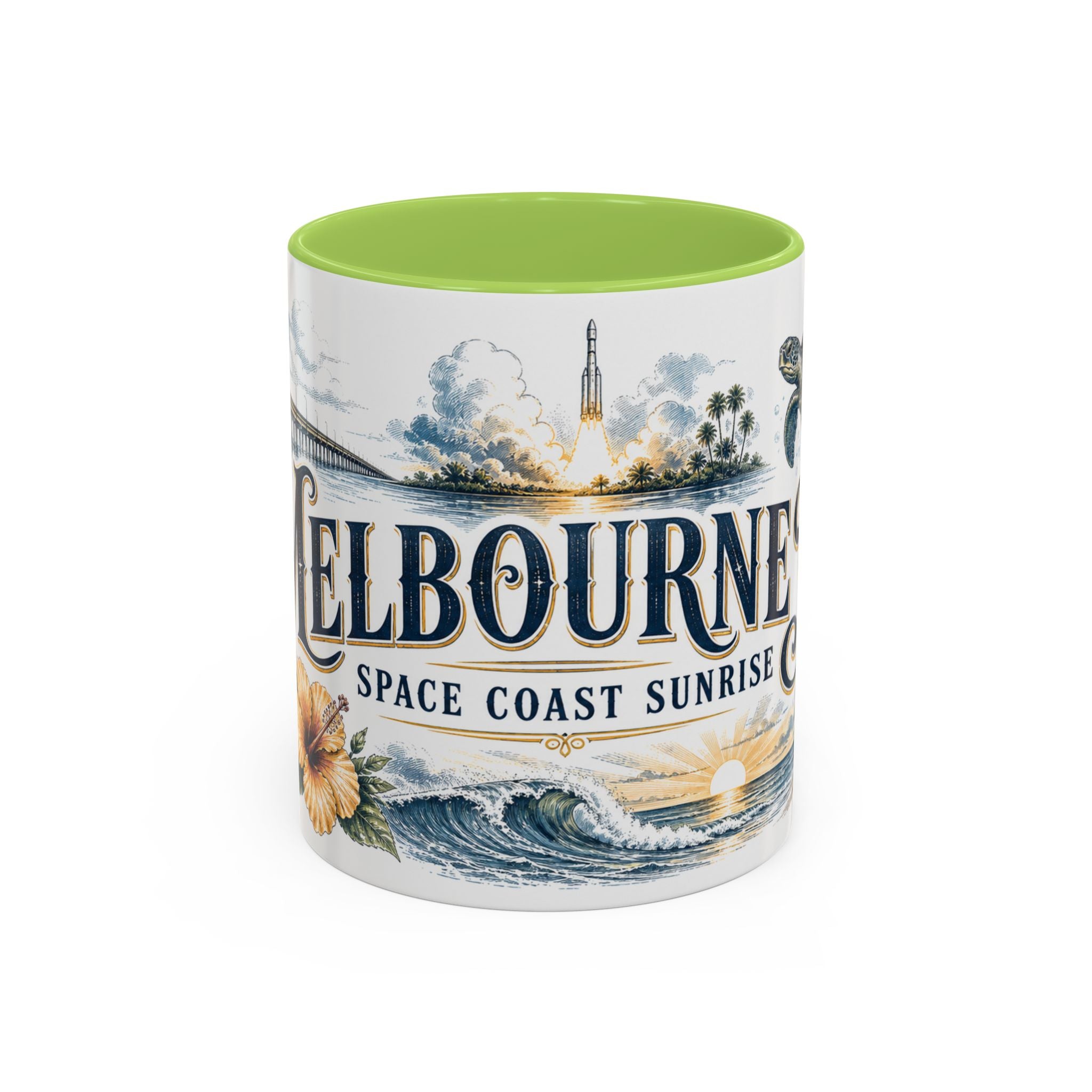Melbourne FL Coffee Mug | United States Travel Souvenir | Vintage Illustrated City Gift | 11 oz 15 oz Accent Mug
