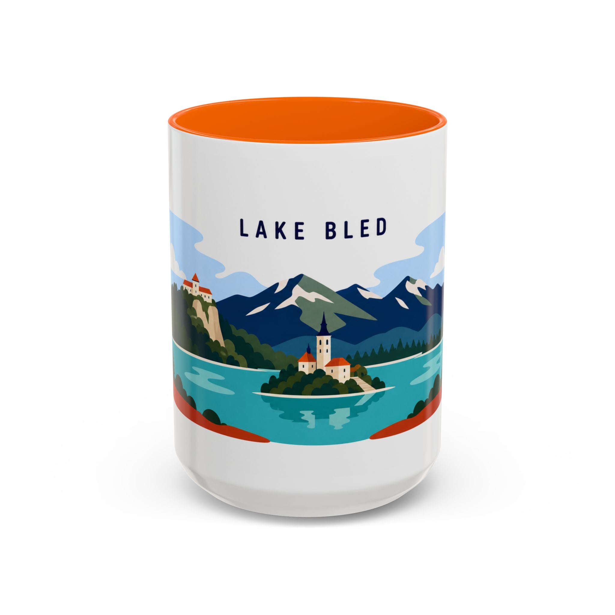 Lake Bled Coffee Mug | Travel Destination Souvenir Gift | Accent Color Ceramic 11oz 15oz