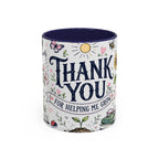 Thank You Teacher Coffee Mug | For Helping Me Grow Appreciation Gift | Accent Color Ceramic 11oz 15oz