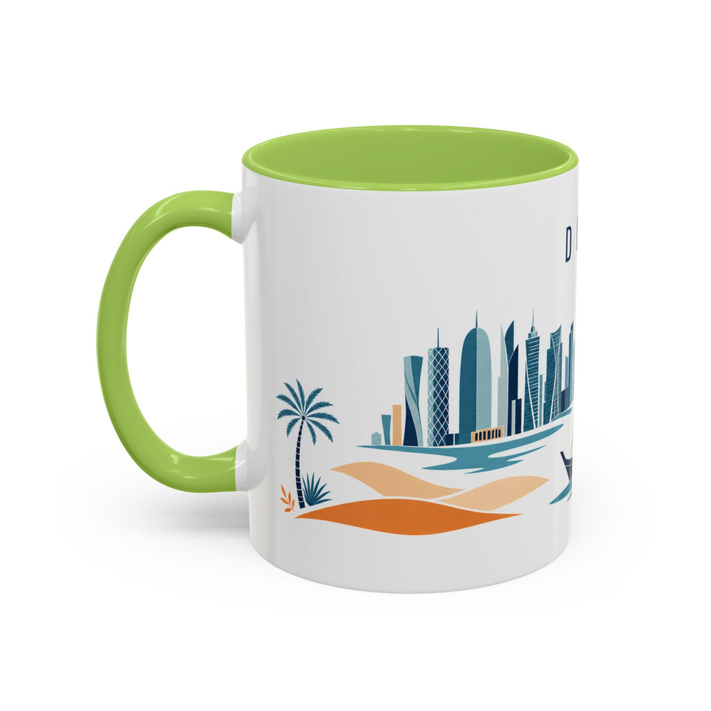 Doha Coffee Mug | Qatar Travel Souvenir | Porcelain Decal City Gift | 11oz 15oz Accent Mug
