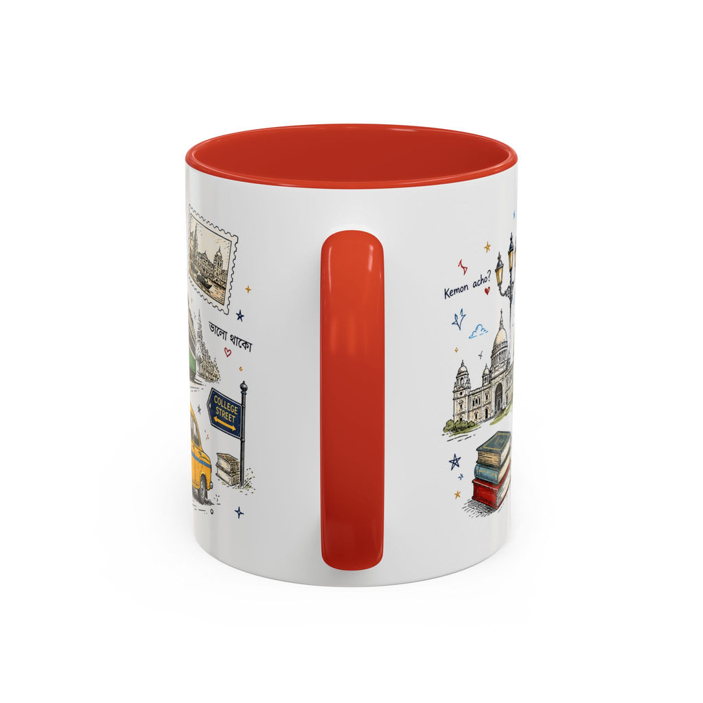 Kolkata Coffee Mug | India Souvenir Travel Gift | Accent Color Ceramic 11oz 15oz