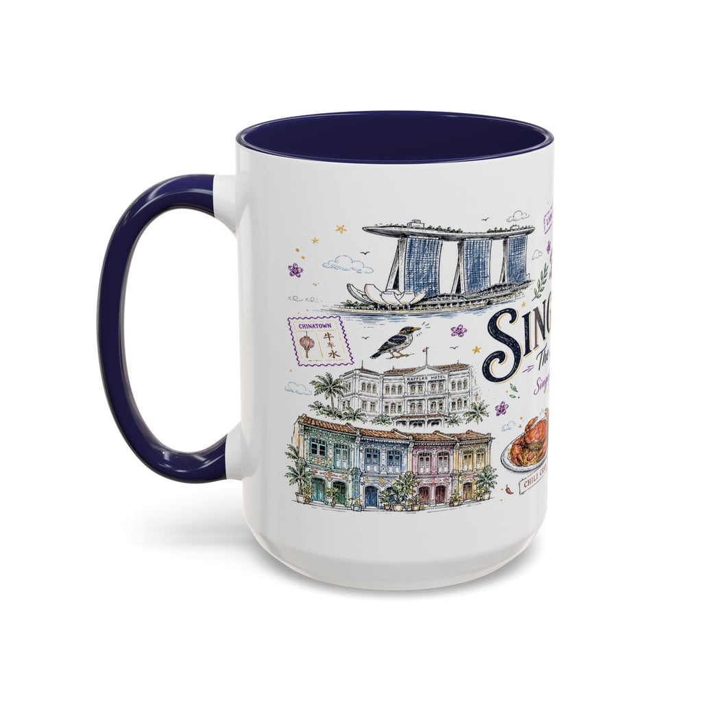 Singapore Coffee Mug | Asia Souvenir Travel Gift | Accent Color Ceramic 11oz 15oz