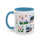 Seoul Coffee Mug | Postage Stamp Collage Mug | Travel Souvenir Accent Cup 11oz 15oz
