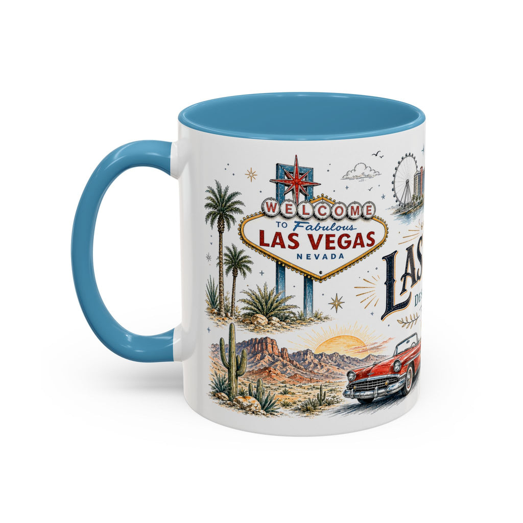 Las Vegas Coffee Mug | United States Travel Souvenir | Vintage Illustrated City Gift | 11 oz 15 oz Accent Mug