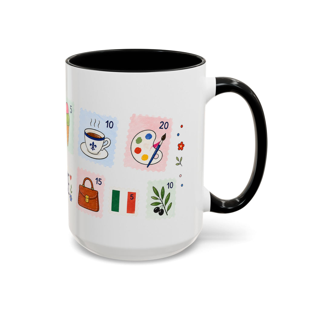 Florence Coffee Mug | Postage Stamp Collage Mug | Travel Souvenir Accent Cup 11oz 15oz