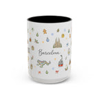Barcelona Christmas Mug | Watercolor City Souvenir, Ceramic Coffee Cup (11oz/15oz)