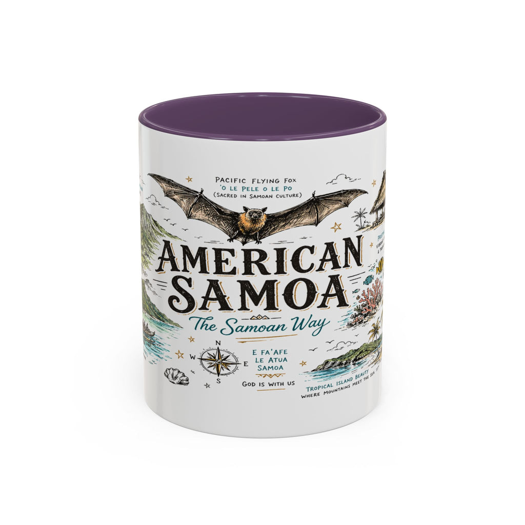 American Samoa National Park Coffee Mug | Pacific Island Rainforest Reef Gift | Accent Color Ceramic 11oz 15oz
