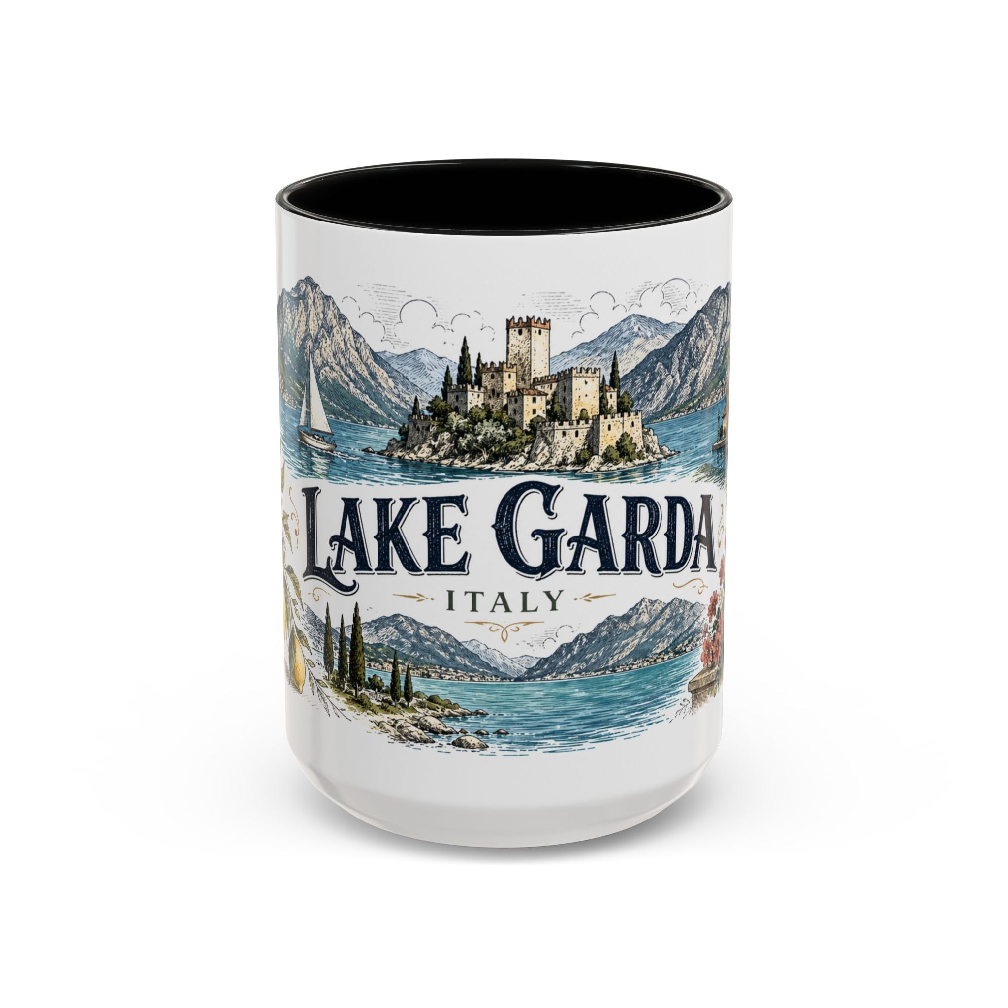 Lake Garda Mug, Italy Travel Souvenir, Bucket List Gift, Accent Ceramic Coffee Mug 11oz 15oz