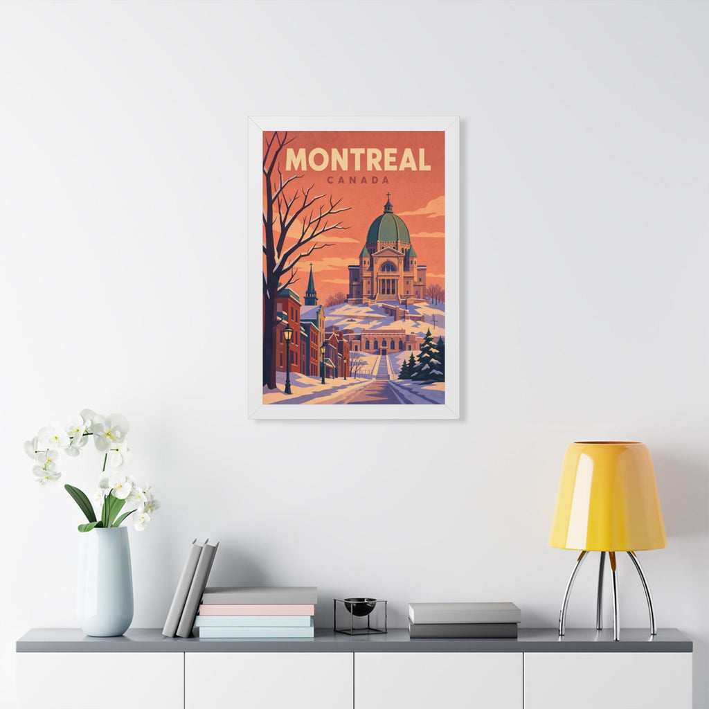 Montréal Canada Framed Poster | Vintage Travel Wall Art | Black Walnut White Frame | 16x24 20x30