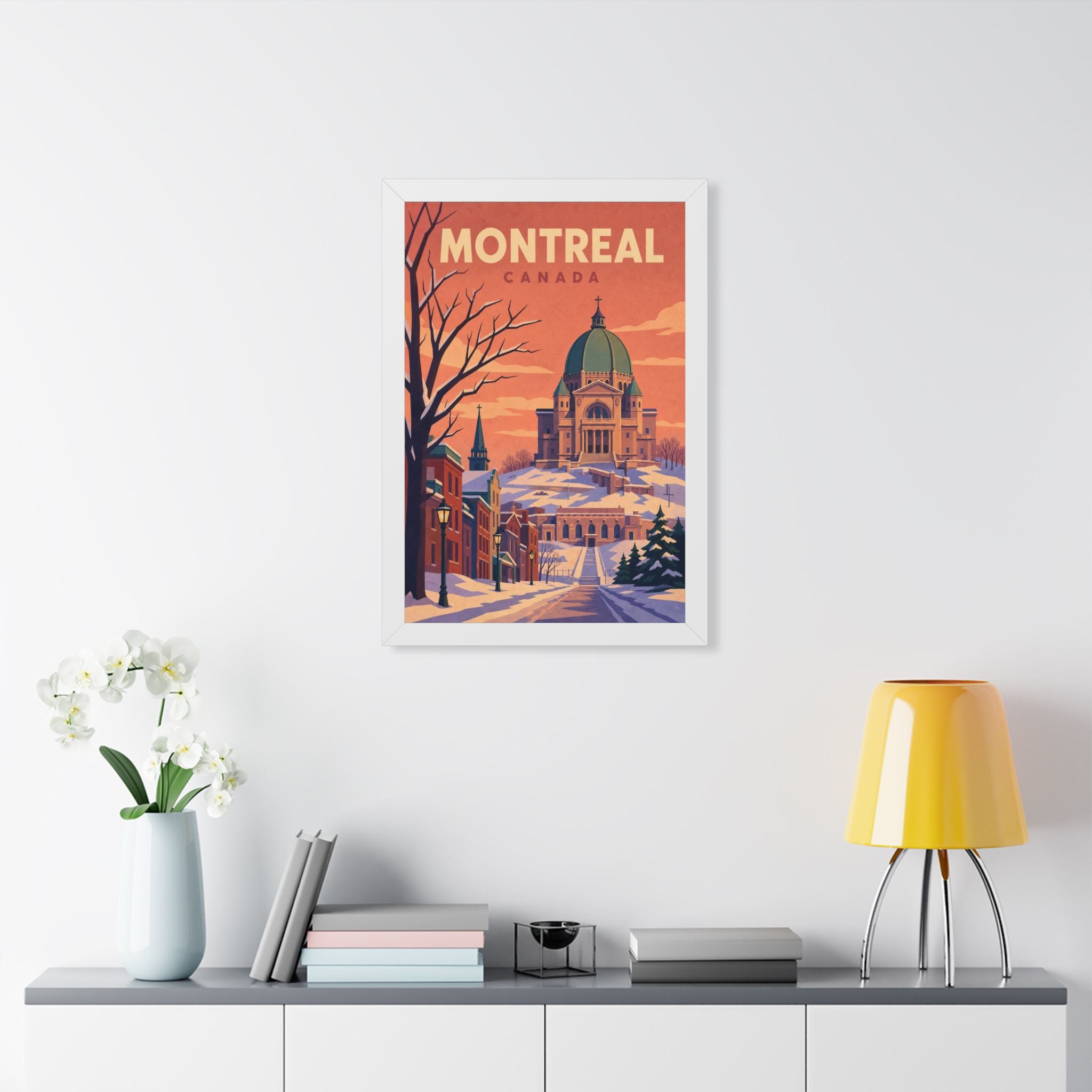 Montréal Canada Framed Poster | Vintage Travel Wall Art | Black Walnut White Frame | 16x24 20x30