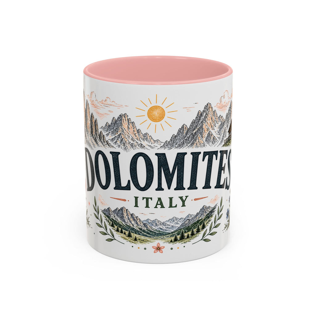 Dolomites Coffee Mug | Travel Destination Souvenir Gift | Accent Color Ceramic 11oz 15oz