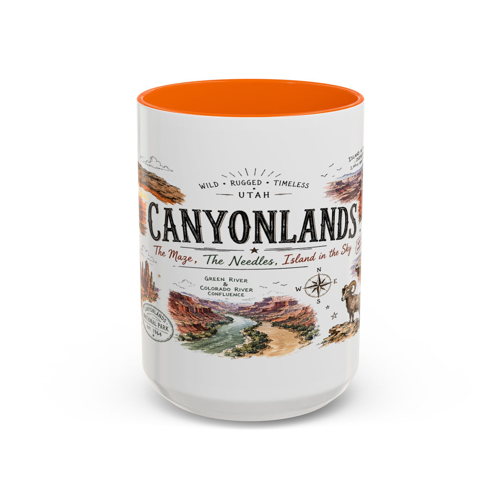 Canyonlands National Park Coffee Mug | Utah Red Rock Desert River Gift | Accent Color Ceramic 11oz 15oz