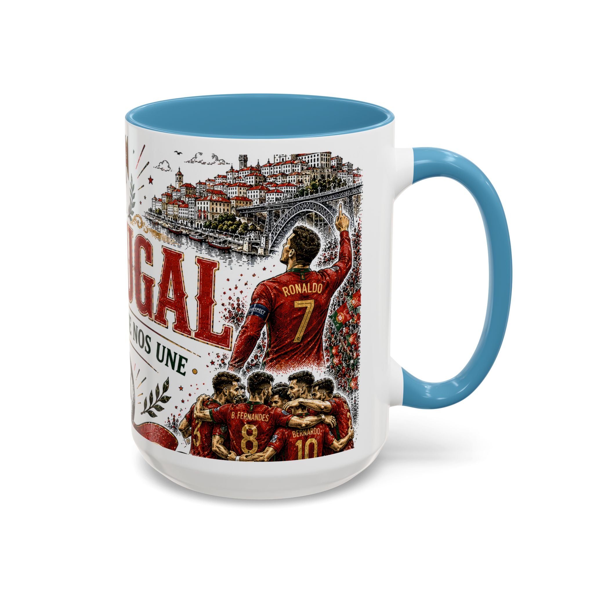 Portugal Soccer Coffee Mug | World Cup Fan Gift | Accent Color Ceramic 11oz 15oz Match Day Cup