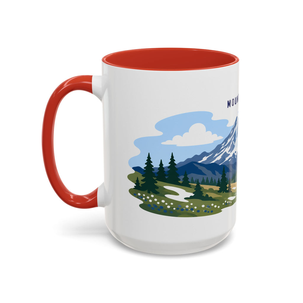 Mount Rainier National Park Coffee Mug | Solid Color Block Park Souvenir | 11oz 15oz Accent Mug