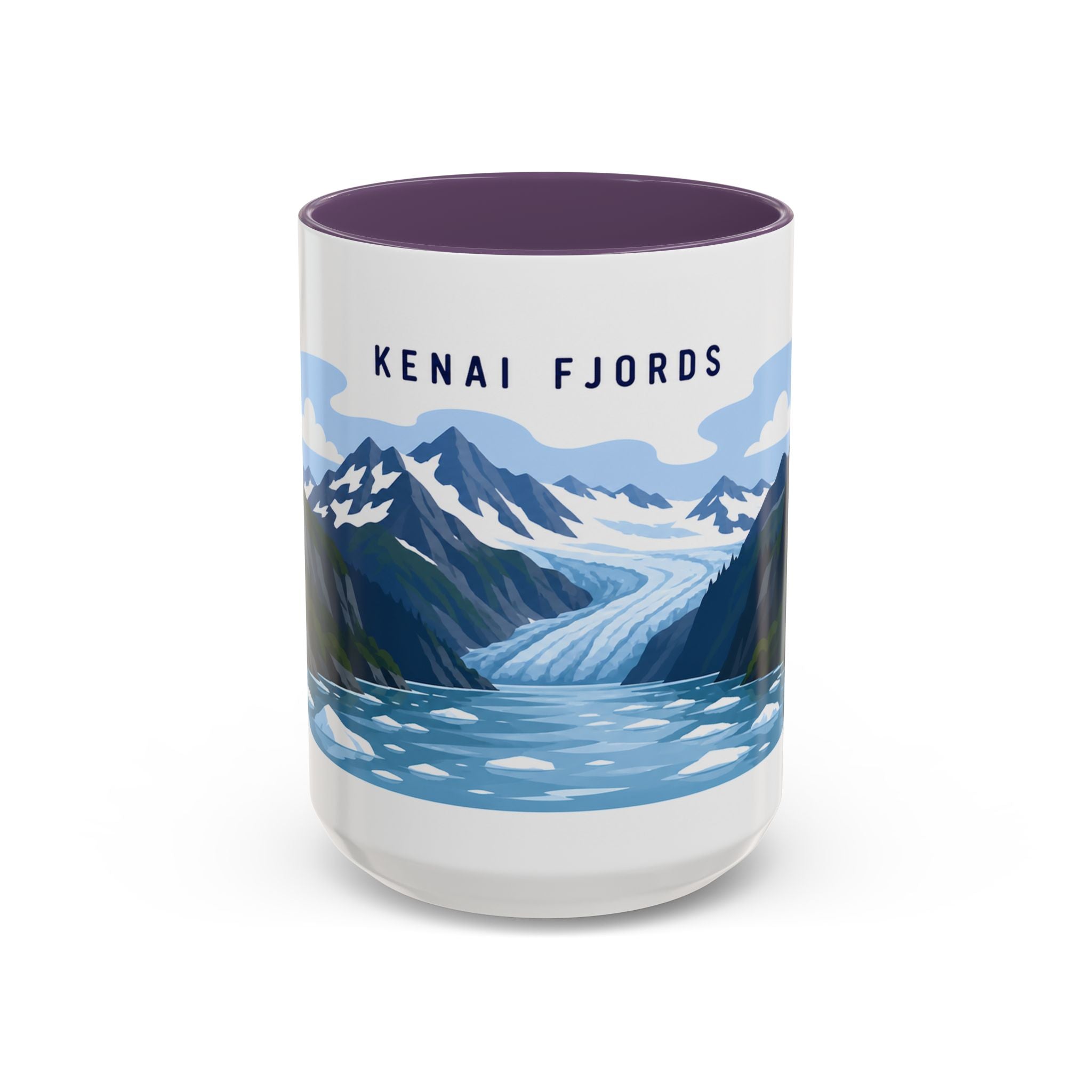 Kenai Fjords National Park Coffee Mug | Solid Color Block Park Souvenir | 11oz 15oz Accent Mug