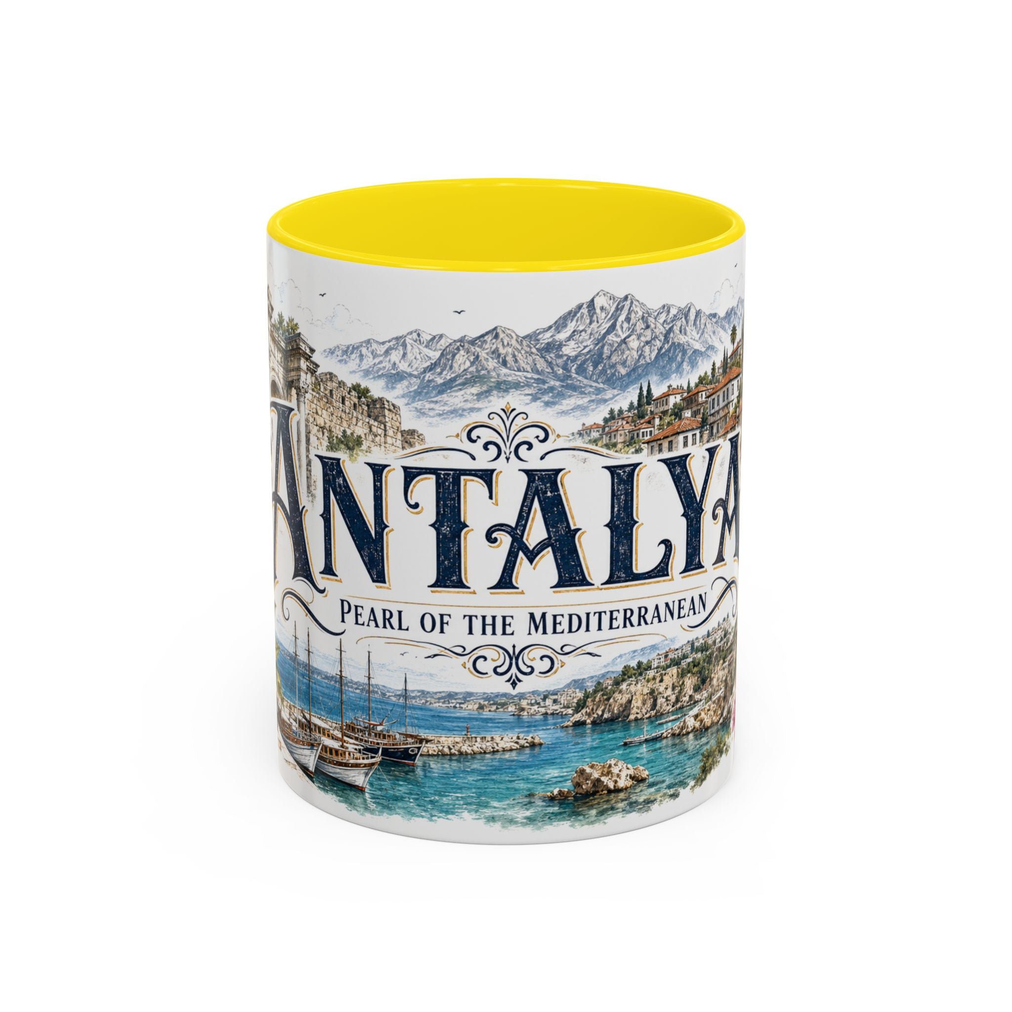 Antalya Coffee Mug | Turkey Travel Souvenir | Vintage Illustrated City Gift | 11 oz 15 oz Accent Mug